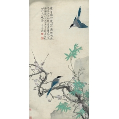 于非闇 仿崔白梅竹双清图轴 纸本65.2*128.5 